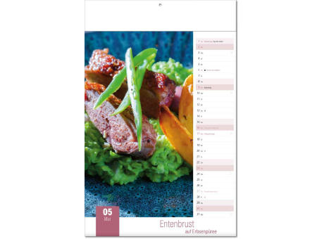 Kalender "Aromaküche" im Format 24 x 37,5 cm, mit Fälzel