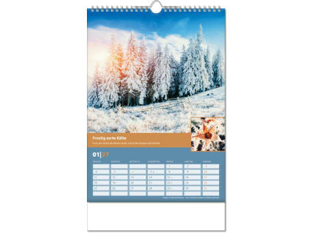Kalender "Landlaune" im Format 24 x 38,5 cm, mit Wire-O Bindung und verlängerter Rückwand