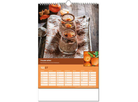 Kalender "Landlaune" im Format 24 x 38,5 cm, mit Wire-O Bindung und verlängerter Rückwand
