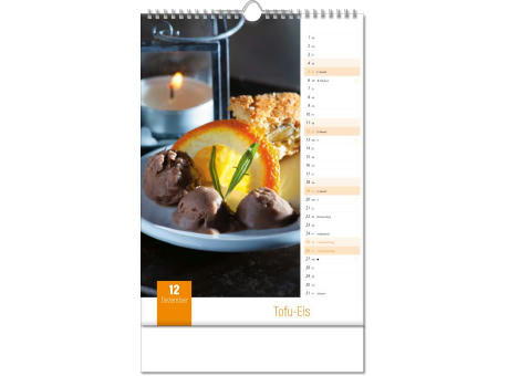 Kalender "Aromaküche" im Format 24 x 38,5 cm, mit Wire-O Bindung und verlängerter Rückwand