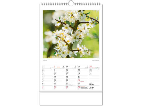 Kalender "Botanica" im Format 24 x 38,5 cm, mit Wire-O Bindung und verlängerter Rückwand