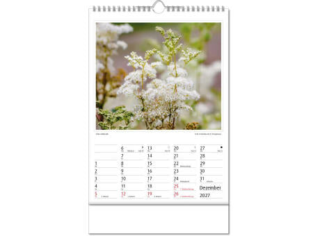 Kalender "Botanica" im Format 24 x 38,5 cm, mit Wire-O Bindung und verlängerter Rückwand