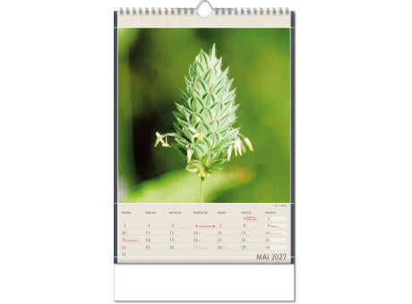 Kalender "Fundstücke der Natur" im Format 24 x 38,5 cm, mit Wire-O Bindung und verlängerter Rückwand