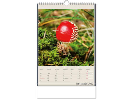 Kalender "Fundstücke der Natur" im Format 24 x 38,5 cm, mit Wire-O Bindung und verlängerter Rückwand