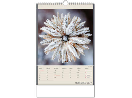 Kalender "Fundstücke der Natur" im Format 24 x 38,5 cm, mit Wire-O Bindung und verlängerter Rückwand