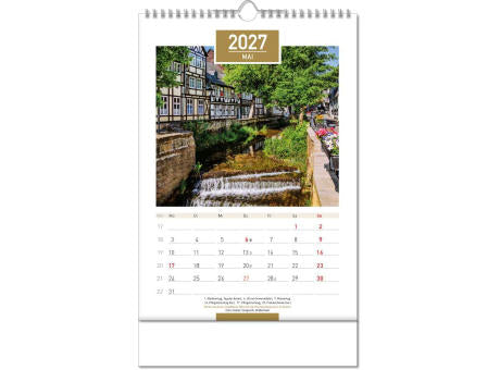 Kalender "Deutschland" im Format 24 x 38,5 cm, mit Wire-O Bindung und verlängerter Rückwand