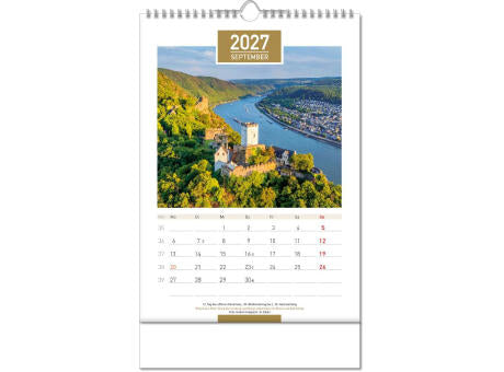 Kalender "Deutschland" im Format 24 x 38,5 cm, mit Wire-O Bindung und verlängerter Rückwand
