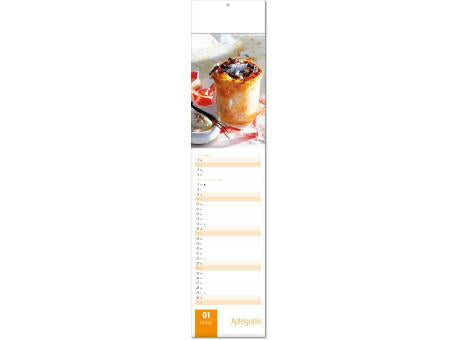 Kalender "Aromaküche" im Format 11 x 50 cm, mit Fälzel