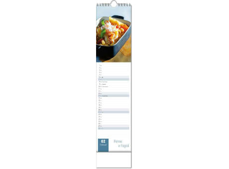 Kalender "Aromaküche" im Format 11 x 51 cm, mit Wire-O-Bindung und verlängerter Rückwand