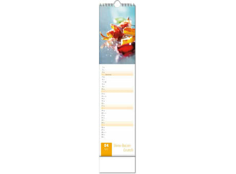Kalender "Aromaküche" im Format 11 x 51 cm, mit Wire-O-Bindung und verlängerter Rückwand