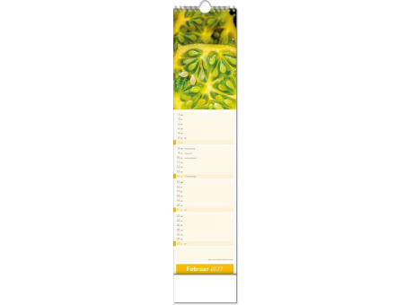 Kalender "Fresh" im Format 11 x 51 cm, mit Wire-O-Bindung und verlängerter Rückwand