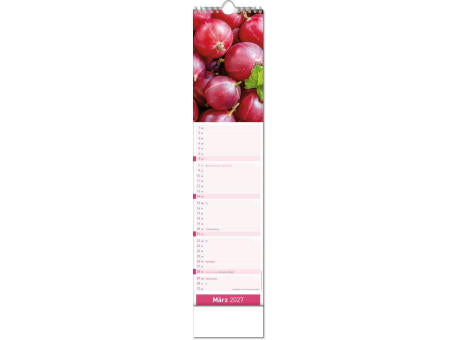 Kalender "Fresh" im Format 11 x 51 cm, mit Wire-O-Bindung und verlängerter Rückwand