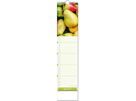 Kalender "Fresh" im Format 11 x 51 cm, mit Wire-O-Bindung und verlängerter Rückwand