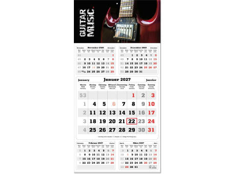 Fünf-Monats-Planer "Classic times 5" im Format 30 x 60 cm, grau, Datumsweiser umgelegt