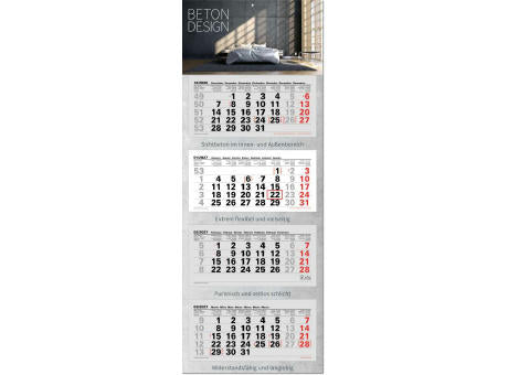 4-Monatsplaner "Junior-4" mit europäischem Kalendarium im Format 33 x 87,5 cm, grau