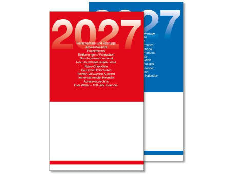 Taschenkalender "Typus" im Format 9,0 x 15,0 cm, rot/schwarz, 48 Seiten gebunden, Kartoneinband