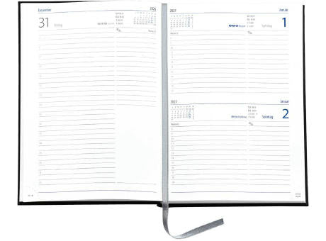Buchkalender "Trend Chefkalender D", im Format 14,5 x 20,5 cm, 352 Seiten, grau/blau, Decke Balacron schwarz
