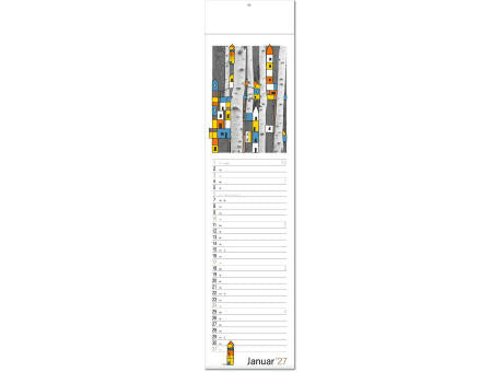 Kalender "Hyggelig" im Format 13 x 53,5 cm, mit Fälzel