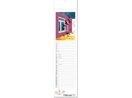 Kalender "Hyggelig" im Format 13 x 53,5 cm, mit Fälzel