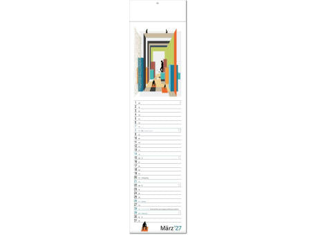 Kalender "Hyggelig" im Format 13 x 53,5 cm, mit Fälzel