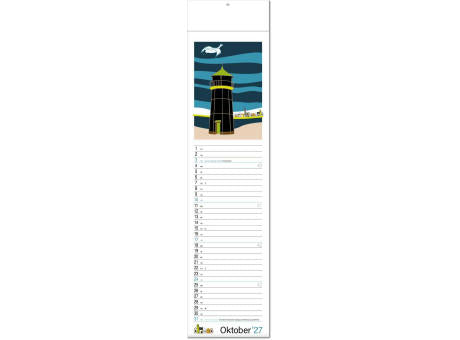 Kalender "Hyggelig" im Format 13 x 53,5 cm, mit Fälzel