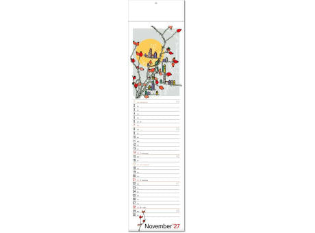Kalender "Hyggelig" im Format 13 x 53,5 cm, mit Fälzel