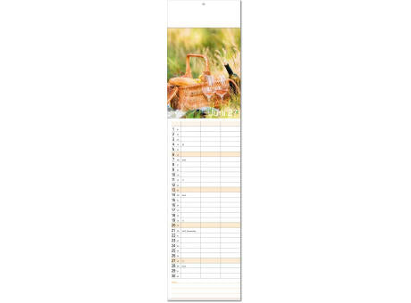Kalender "Auszeit" im Format 13 x 53,5 cm, mit Fälzel