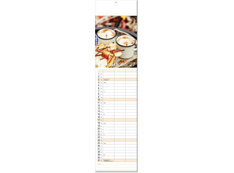 Kalender "Auszeit" im Format 13 x 53,5 cm, mit Fälzel