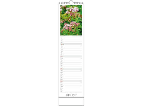 Kalender "Tee & Heiltees" im Format 13 x 52,5 cm, mit Wire-O Bindung und verlängerter Rückwand