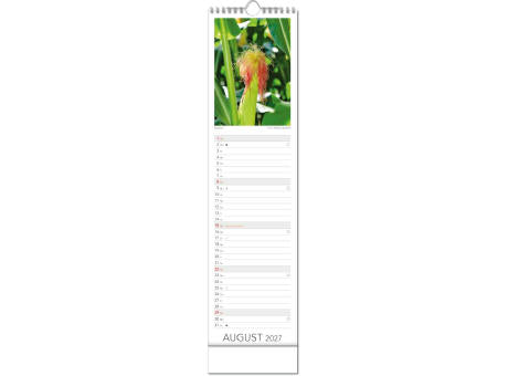 Kalender "Tee & Heiltees" im Format 13 x 52,5 cm, mit Wire-O Bindung und verlängerter Rückwand