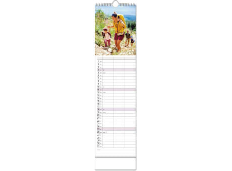Kalender "Auszeit" im Format 13 x 52,5 cm, mit Wire-O Bindung und verlängerter Rückwand