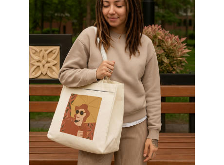 Baumwoll-Tragetasche mit Reißverschluss OEKO-TEX® 39 x 24 x 34cm 320g/m²