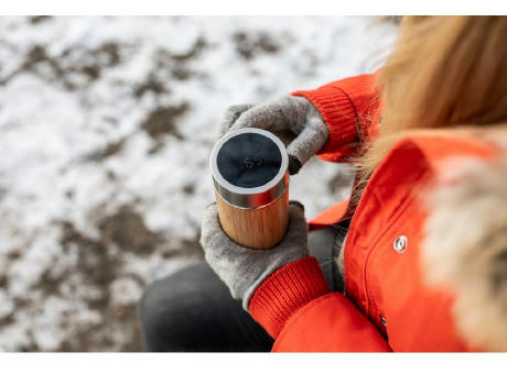 Thermosflasche aus Bambus 500 ml mit Sieb zum Auffangen des Bodensatzes und digitaler Anzeige der Getränketemperatur| Georgia | Georgia