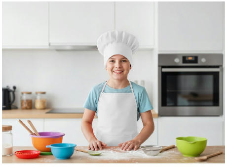 Küchen-Schürze mit Kochmütze, Kinder-Größe | Nedina