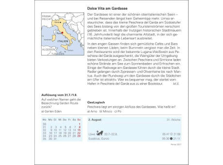 Reise Tagesabreißkalender