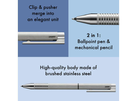 Mehrsystemschreiber LAMY logo twin pen brushed