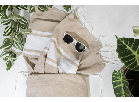 Strandtuch und Turnbeutel aus recycelter Baumwolle Tortuga
