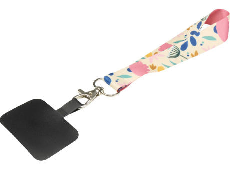 Gaby Mini Lanyard aus RPET mit Telefonhalterung und Sublimationsdruck