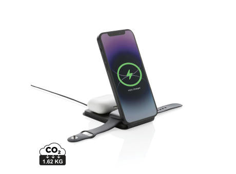 Swiss Peak 15W 3-in-1 magnetischer Wireles Charger aus rPU