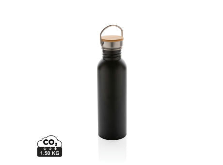 Moderne Stainless-Steel Flasche mit Bambusdeckel