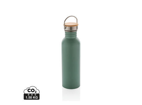 Moderne Stainless-Steel Flasche mit Bambusdeckel
