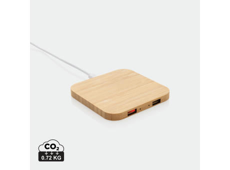 10W Wireless-Charger mit USB aus Bambus