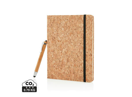 Kork A5 Notizbuch mit Bambus Stift und Stylus