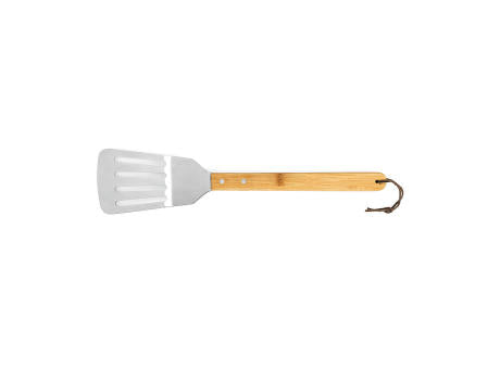 Turner Barbecue-Set aus Bambus. Mit Etui, Zange, Gabel und Spatel