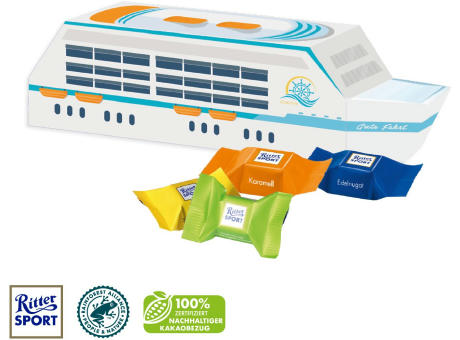 3D Präsent "Schiff" mit Ritter SPORT Schokowürfel