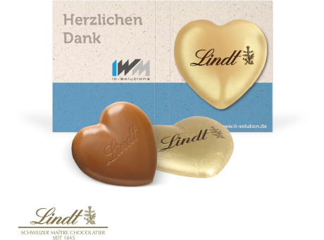 Werbe-Klappkarte mit Schokoladenherz von Lindt, 20 g