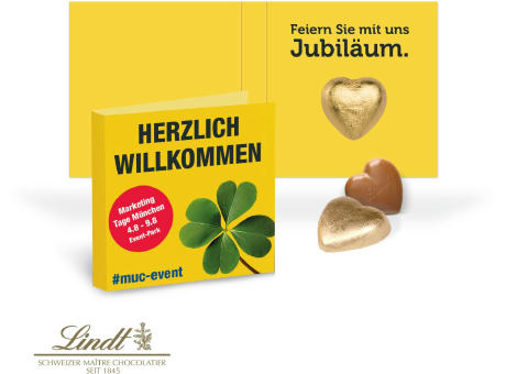 Werbe-Klappkarte mit Schokoladenherz von Lindt, 5 g
