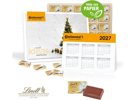 „2 in 1“ Marken-Adventskalender Lindt Schokolade mit Jahresplaner, Inlay aus Papier