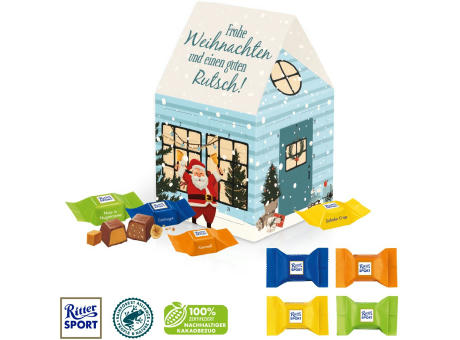 Adventskalender Haus mit Ritter SPORT Schokowürfel