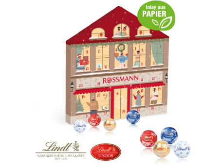 Adventskalender Weihnachtshaus "Exklusiv" mit Lindt Minis, Inlay aus Papier
